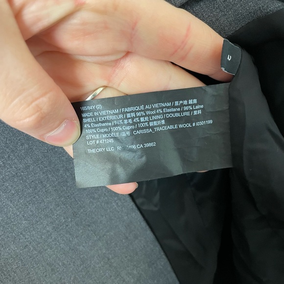 Theory Carissa Blazer Good Wool Charcoal Melange Size 2 XS *Minor Flaw* - Picture 7 of 11